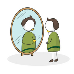 man in front of the mirror looking himself vector image