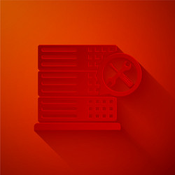 paper cut database server with screwdriver vector image