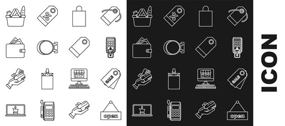 set line hanging sign with text open door paper vector image