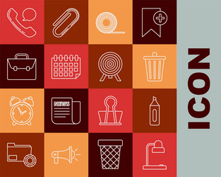 set line table lamp marker pen trash can scotch vector image