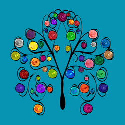 abstract tree with patterned colored fruits vector image