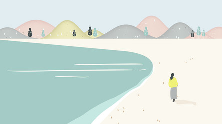 Girl Walking Beach Vector Images (over 970)