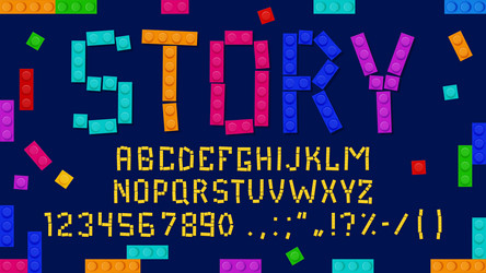 brick block font or game type for kids typeface vector image