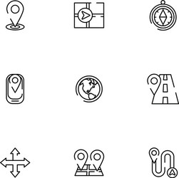 bundle maps and navigation icons vector image