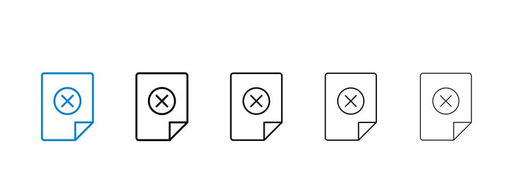 delete document icons in five different stroke vector image