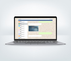 notebook with messenger application on screen vector image