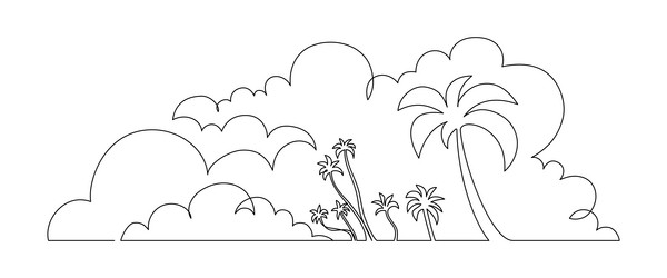 one continuous line drawing of beach with palm vector image