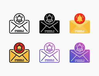 email notification icon set with different styles vector image