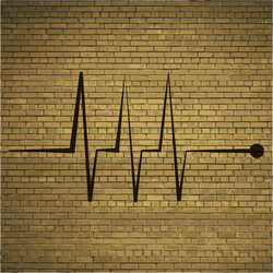 Heart rhythm flat modern web button and space vector