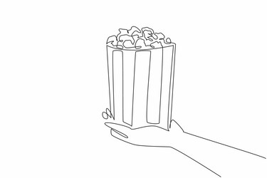 national popcorn day one continuous line drawing vector image