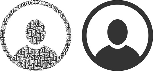 rounded user portrait composition of binary digits vector image
