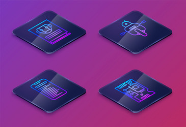 set isometric line user manual computer api vector image
