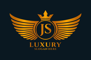 Luxury royal wing letter js crest gold color logo vector