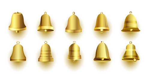 Realistic golden jingle bell symbols vector