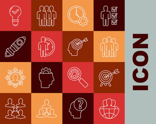 set line globe and people target with arrow vector image