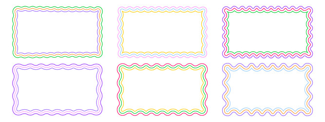 set of colorful rectangle frames with wiggly edges vector image