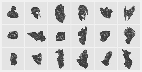 Set of logo with antique sculptures Royalty Free Vector