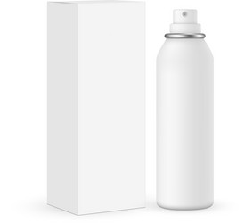 Spray bottle mockup with box isolated vector