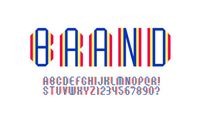 tech font alphabet from double line minimal vector image