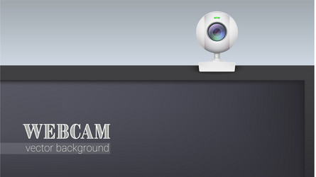 web camera attached on top monitor part vector