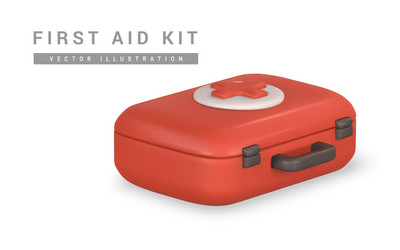 3d realistic first aid kit emergency box vector