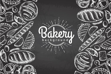 chalk drawing bakery background top view vector