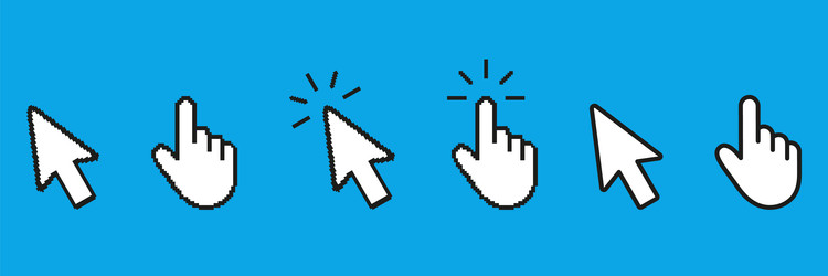 cursor and pointer icons pixelated icon set pixel vector image