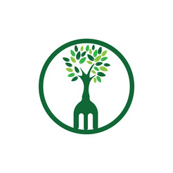 Fork hand tree logo design Royalty Free Vector Image