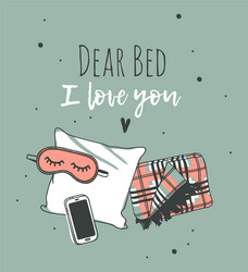 hand drawn objects about sleep routines and text vector image