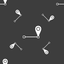 Map pointer icon sign seamless pattern on a gray vector