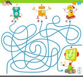 Robot Maze Puzzle Game vector image