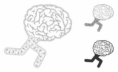 running brain mesh wire frame model vector image