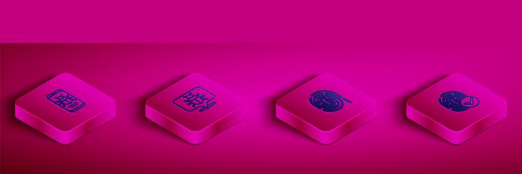 set isometric line system bug on mobile vector image
