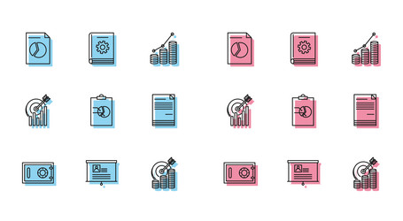set line safe board with resume document graph vector image