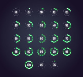 Icon set in neon style loading buffering vector