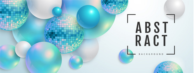 3d holographic blue spheres and disco ball sphere vector