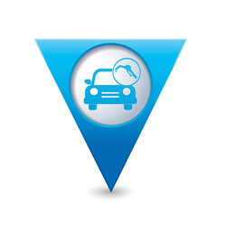 car with fast refueling icon map pointer blue vector