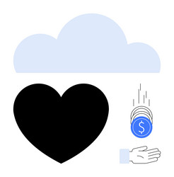 cloud computing with heart symbol and hand vector image