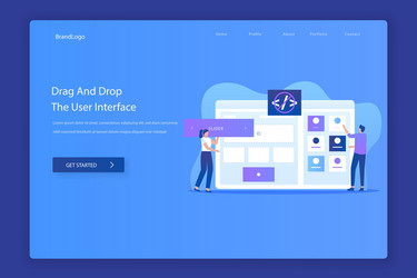 drag and drop website builder landing page concept vector image