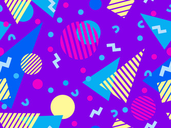 geometric seamless pattern with memphis elements vector image