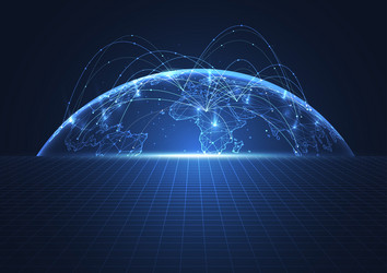 global network connection world map point vector image