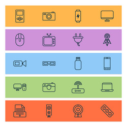hardware icons set with personal computer player vector image