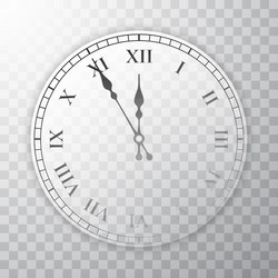 new year old circle clock on transparent vector