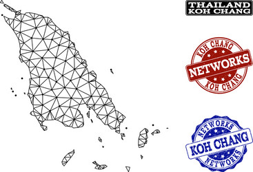 Polygonal network mesh map of koh chang vector