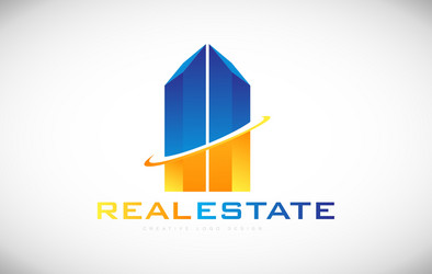 skyscraper building real estate logo icon design vector