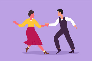 Cartoon flat style drawing man and woman dancing vector