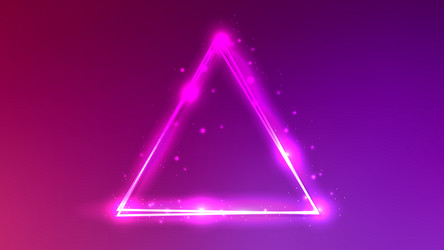 neon double triangular frame with shining effects vector image