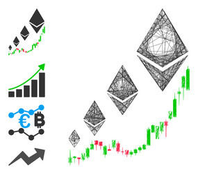 Network ethereum growth chart mesh vector