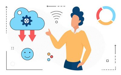 online data cloud storage man character uploading vector image