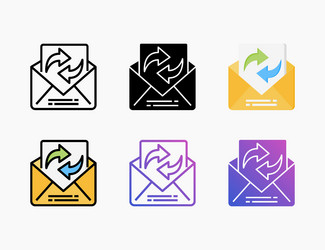 Refresh inbox mail icon set with different styles vector